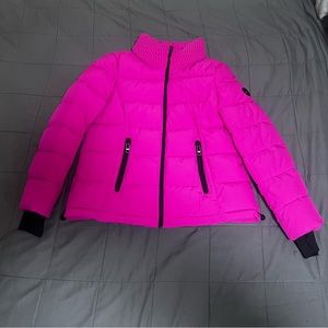 New Michael Kors Pink Fuchsia Pink Winter Fur Coat MK Designer Jacket Size Small